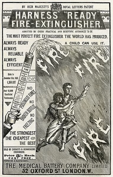 Advert for Harness ready fire-extinguisher 1886