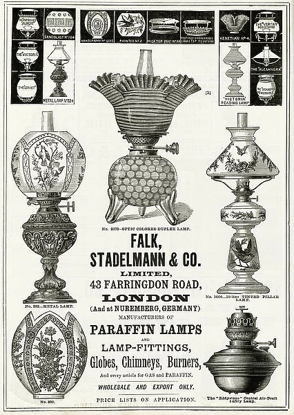 Advert for Stadelmann & Co. paraffin lamps 1888