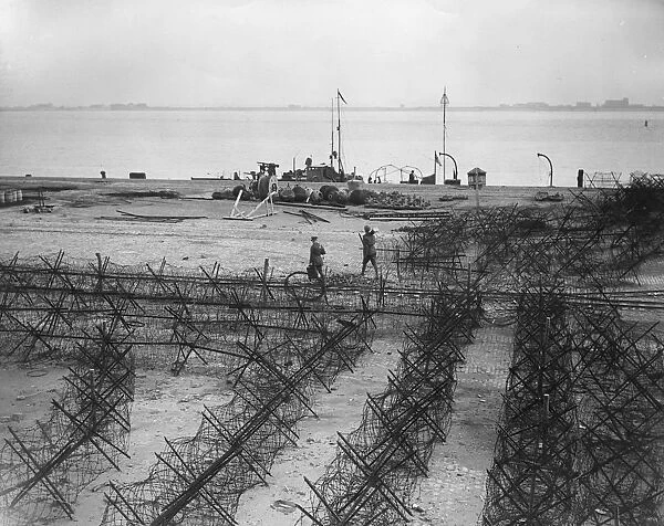 Barbed wire on the Mole, Zeebrugge, Belgium, WW1