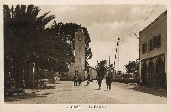 Barracks and clock tower, Gabes, Tunisia, North Africa