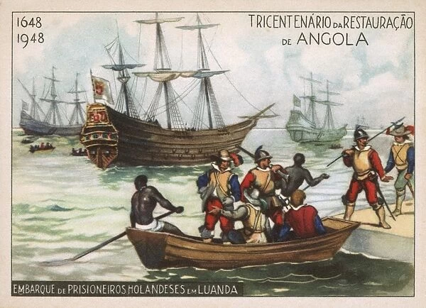 Dutch prisoners loaded onto ships - Luanda, Angola