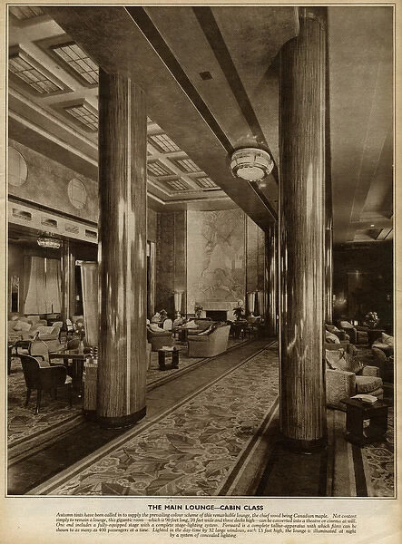 Interior on the Queen Mary Ocean Liner, main lounge
