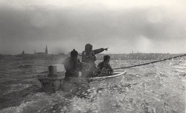 Irish Scouts in a motorboat