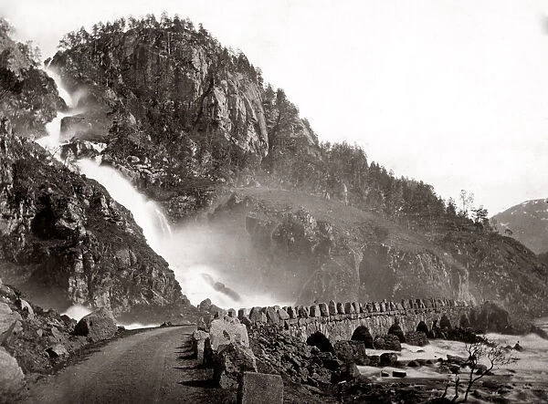 Lattefossen waterfall, Odda, Norway c. 1880 s