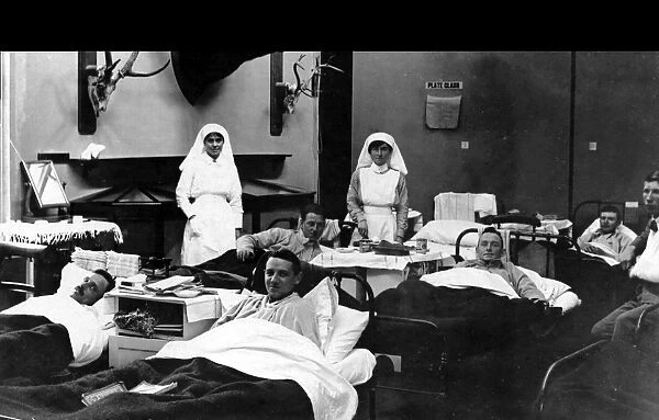 Patients in B Ward at Quex Park VAD Hospital