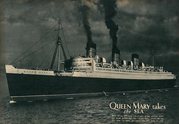 Queen Mary Ocean Liner, takes to the sea
