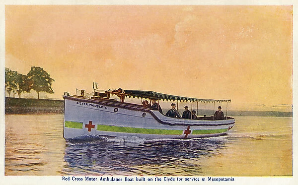 Red Cross ambulance motor boat, WW1