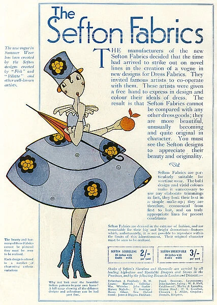 Sefton fabrics featuring Eve, 1918