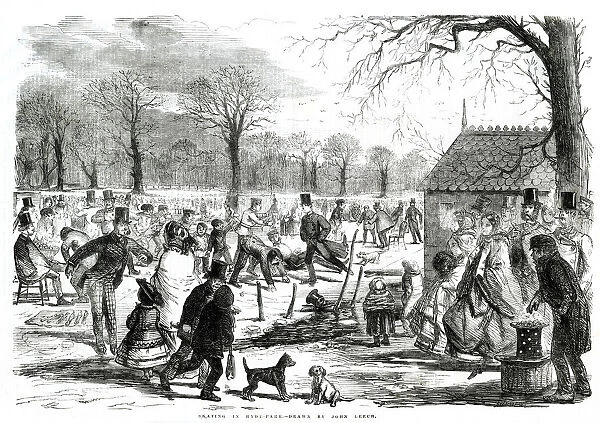 Skates in Hyde Park, drawn by John Leech 1857