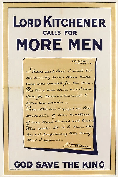 WW1 Recruitment Poster -- More Men