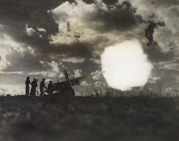 WW2 - Allied forces firing a 4. 5 inch gun near Tarhuna