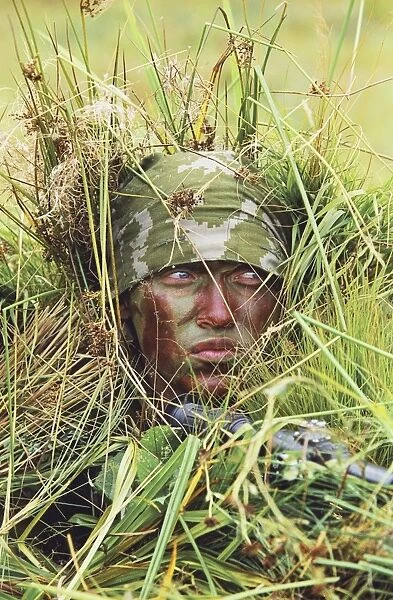 Camouflaged soldier C015  /  7695