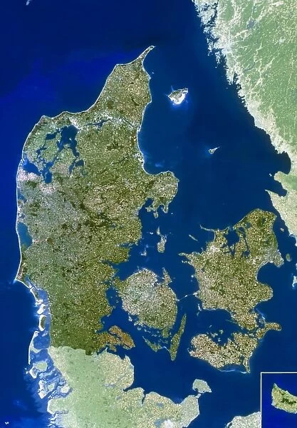 Denmark. True-colour satellite image of Denmark (darker colours)