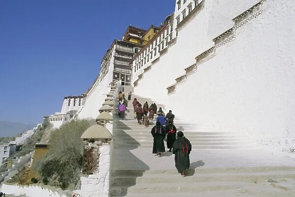 Steps up to the Potala Palace, Lhasa, Tibet, China, Asia