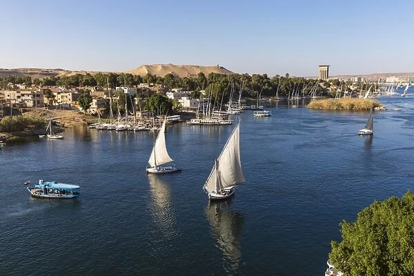 View of The River Nile and Nubian village on Elephantine Island, Aswan, Upper Egypt