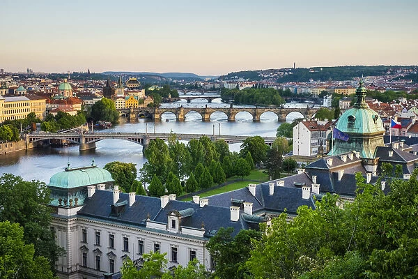 Czech Republic, Prague. View of Prague on the Vltava River from Letna Park, on Letna Hill