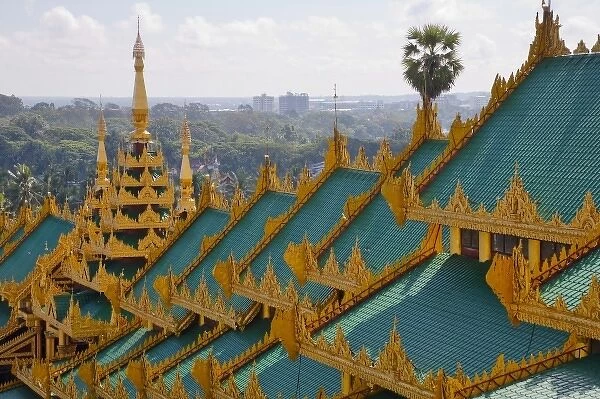 Roof tops of Shwedagon Pagoda, Yangon, Myanmar