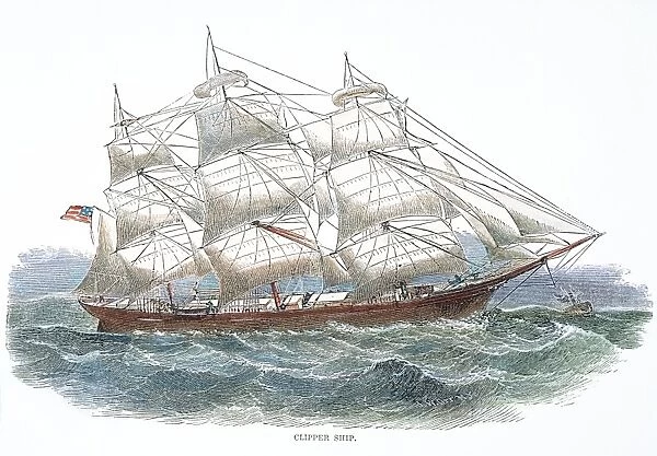 AMERICAN CLIPPER SHIP, c1850. Wood engraving, c1850
