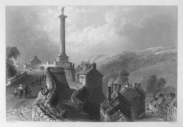 IRELAND: LONDONDERRY. View of Walkers Pillar and the walls of Londonderry, Northern Ireland. Steel engraving, English, c1840, after William Henry Bartlett