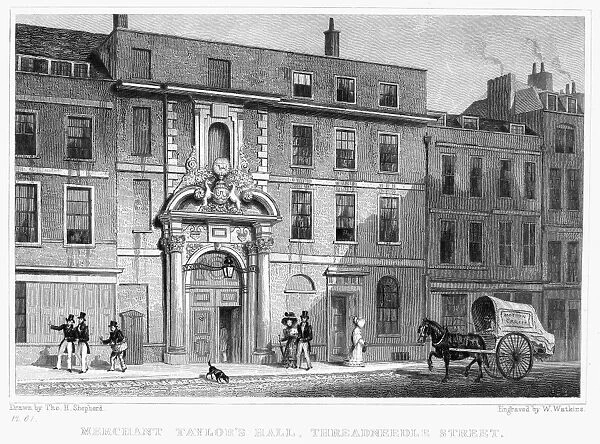 LONDON: MERCHANT TAILOR S. Merchant Tailors Hall, Threadneedle Street, London, England. Line engraving, c1830