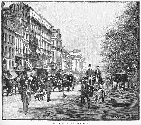 LONDON: PICCADILLY, 1895. The London Season: Piccadilly. Line engraving, 1895