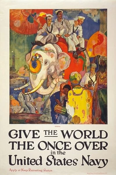 NAVY POSTER, 1919. Give the World a Once Over. Lithograph recruiting poster for the U