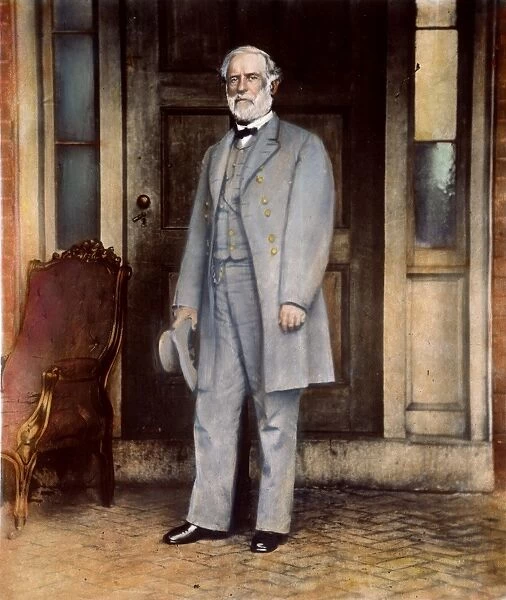 ROBERT E. LEE (1807-1870). American Confederate general. Oil over a photograph, 1865, by Mathew Brady
