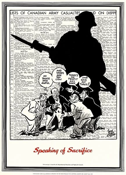 WWII: CARTOON, 1942. Speaking of sacrifice