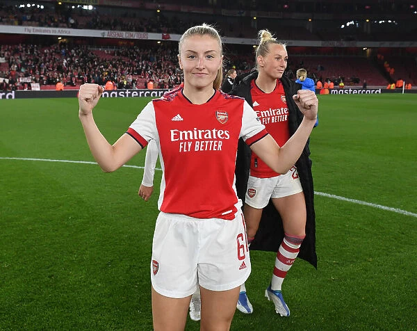 Arsenal Women Defender Leah Williamson Reacts After Victory Over Tottenham Hotspur in FA WSL Match