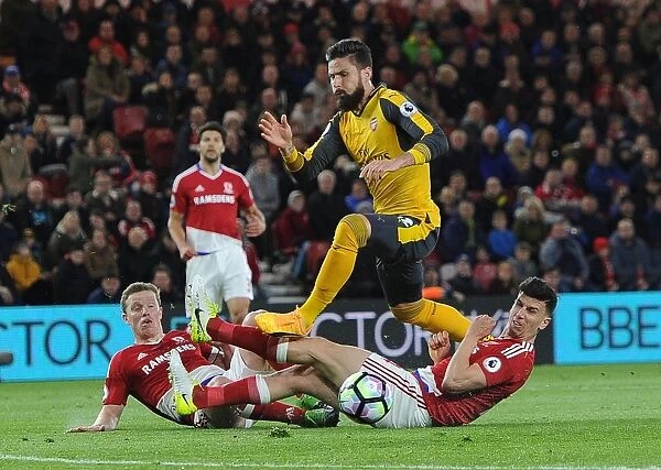 Clash at Riverside: Giroud Faces Off Against Leadbitter and Ayala (Middlesbrough vs Arsenal, 2016-17)