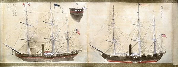Matthew Perry (1794-1858). Ships of Perrys American expedition to Japan