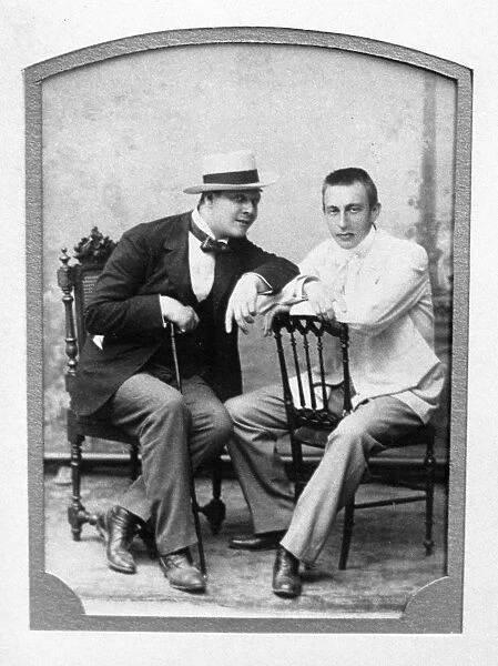 Russian singer fyodor shalyapin and sergey rakhmaninov in the early 1900s