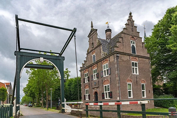Traditional Dutch architecture and bridge