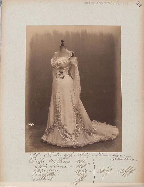 Album Page: House of Worth, Ball Gown, 1902-03 (b  /  w photo)