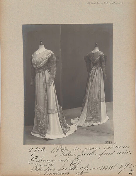 Album Page: House of Worth, Dress, 1909 (b  /  w photo)