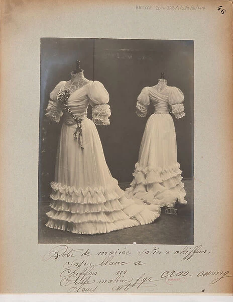 Album Page: House of Worth, Wedding Dress, 1905-06 (b  /  w photo)