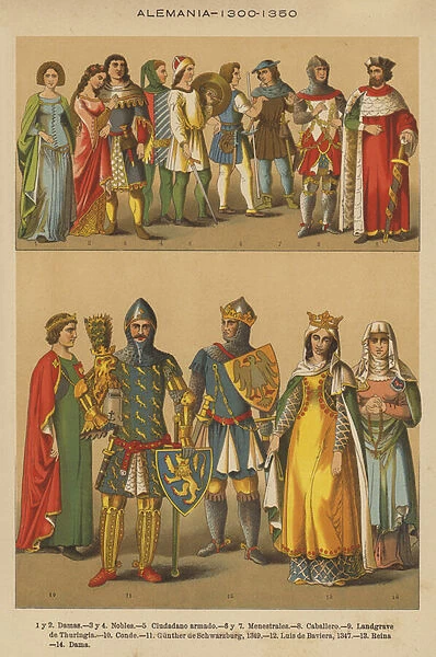 Alemania, 1300-1350 (colour litho)