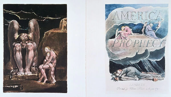 America a Prophecy: frontispiece and title page depicting Orc, the embodiment of Energy