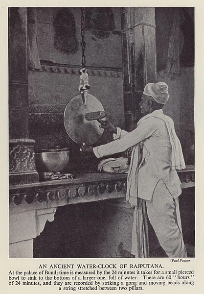 Ancient water clock of Rajputana in the Palace of Bundi, India (b  /  w photo)