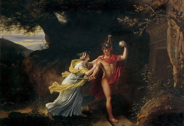 Ariadne and Theseus, (oil on panel)