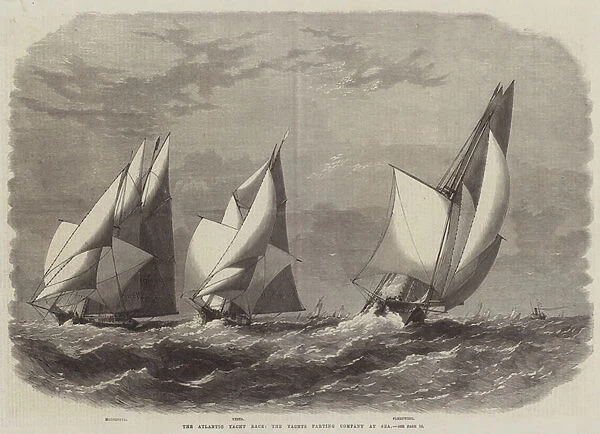 The Atlantic Yacht Race, the Yachts parting Company at Sea (engraving)