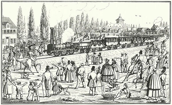 Bavarian Ludwig Railway between Nuremberg and Furth (engraving)