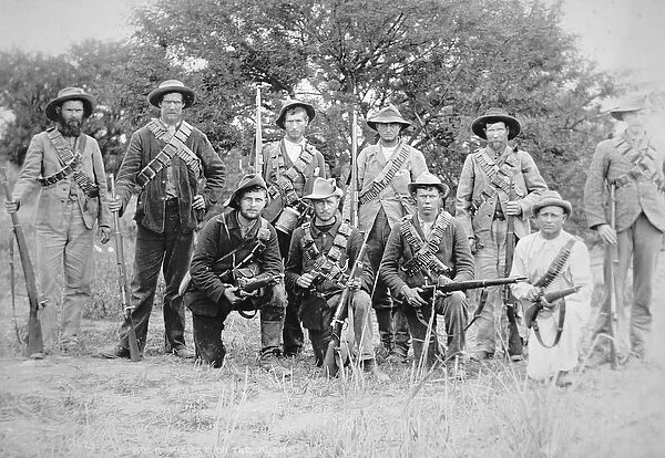Boer commandos armed with the German Mauser rifle Model 1895 (b  /  w photo)