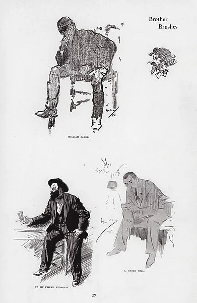 Brother Brushes: William Cadby, English photographer; David Widhopff, Russian artist and caricaturist; Leonard Raven-Hill, English artist, illustrator and cartoonist (engraving)