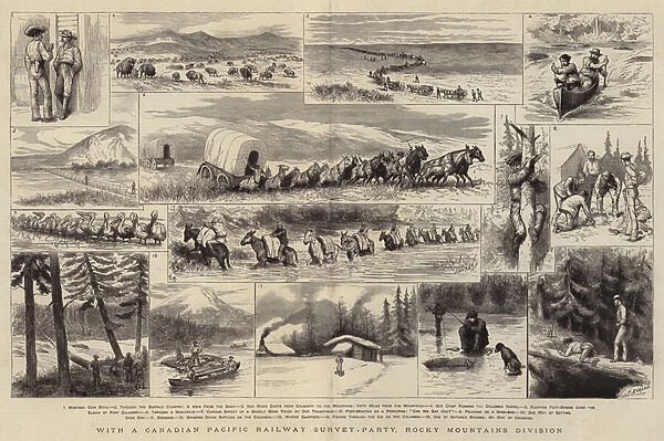 With a Canadian Pacific Railway Survey-Party, Rocky Mountains Division (engraving)