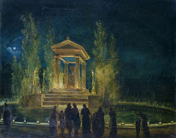 The Cenotaph of Jean Jacques Rousseau (1712-78) in the Tuileries, Paris, 1794 (oil