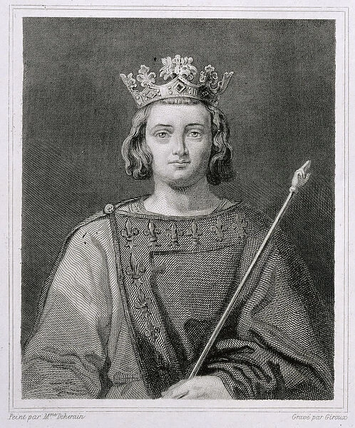 Charles IV the Fair (1294-1328) King of France, engraved by Giroux (engraving)