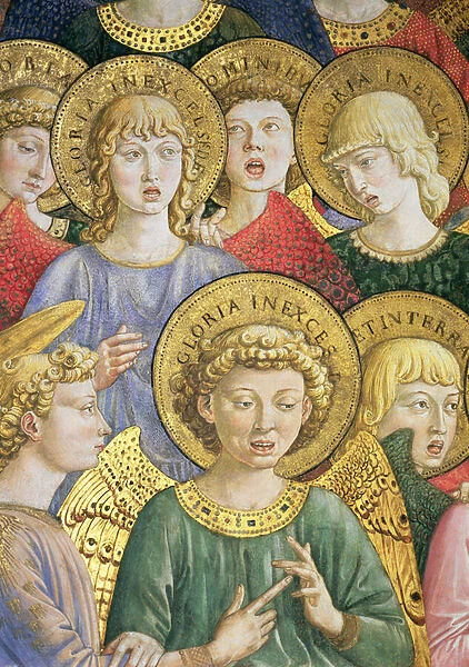Choir of Angels, detail from the Journey of the Magi cycle in the chapel, c