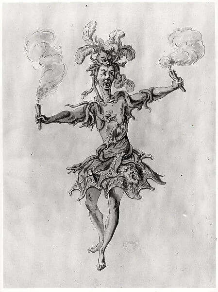 Costume design for the ballet Medusa (engraving) (b  /  w photo)