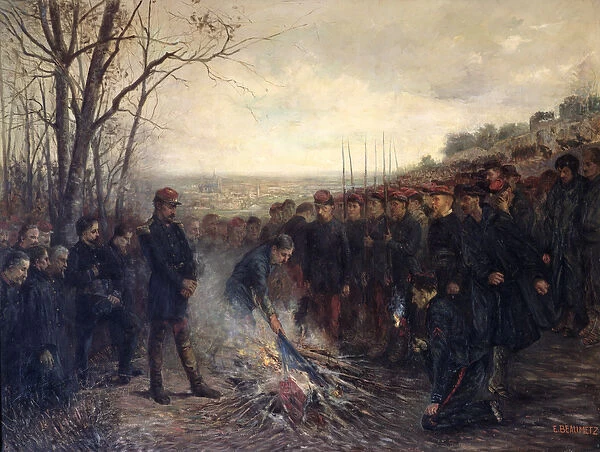 General Lapasset (1817-75) burning his flags, 26th October 1870, 1882 (oil on canvas)